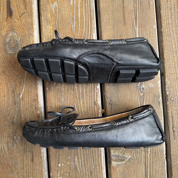 EUC Frye Black Woven Leather Reagan Slip On Driving Moccasin in Women's 11M - Picture 3 of 12